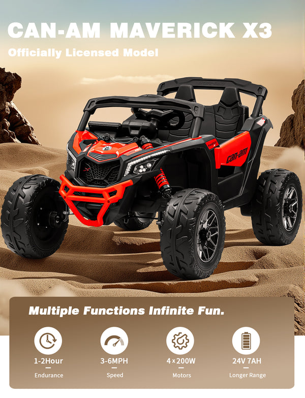 KerryYoo SU5 24V Ride on Toys for Big Kids,4x200W,2 Seater Electric Ride on UTV 4WD/2WD,EVA Rubber Tires,4x4 Shock Absorbers,Remote Control,Licensed Can-Am,Bluetooth