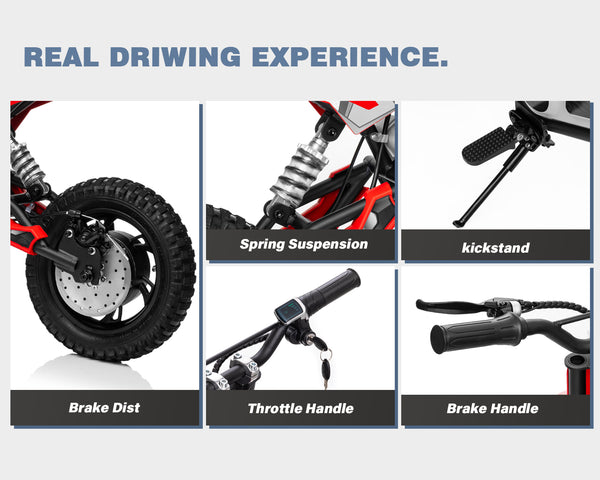 KerryYoo C11 36V 350W Electric Dirt Bike for Kids 8-14, Up to 16MPH Off-Road Electric Motorcycle with Explosion-Proof Tires, Twist Grip Throttle, Spring Suspension,Kids Ride On Dirtbike