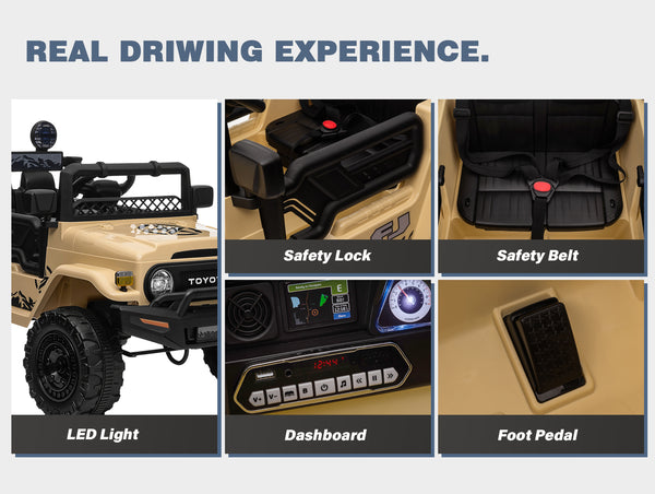 KerryYoo SQ3 12V Toyota SUV Power Wheels Jeep with Parental Remote Control 4WD Ride on Toys for Kids 4-8 Electric Car to Drive, Spring Suspension, 3 Speeds, LED Lights, Bluetooth