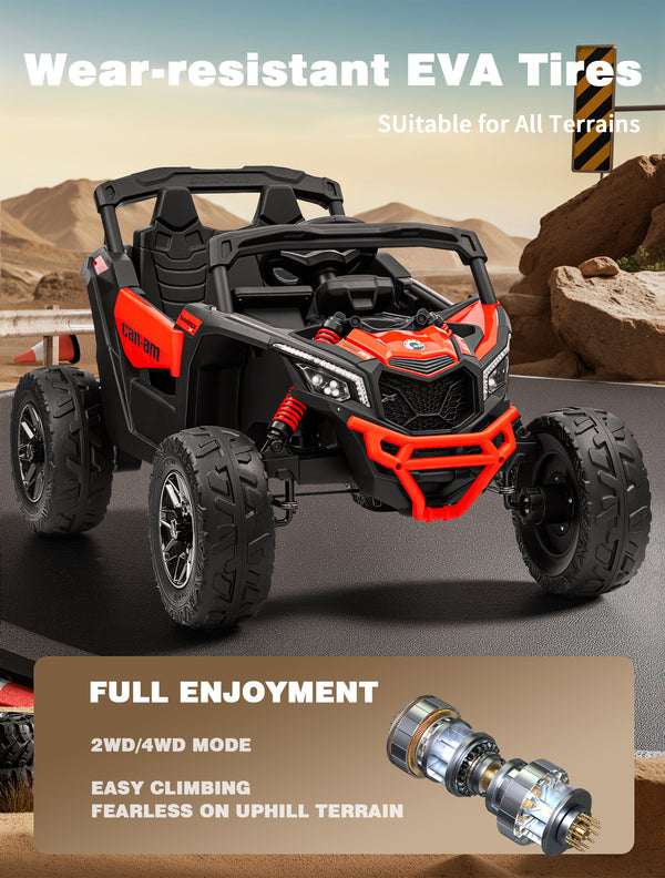 KerryYoo SU5 24V Ride on Toys for Big Kids,4x200W,2 Seater Electric Ride on UTV 4WD/2WD,EVA Rubber Tires,4x4 Shock Absorbers,Remote Control,Licensed Can-Am,Bluetooth