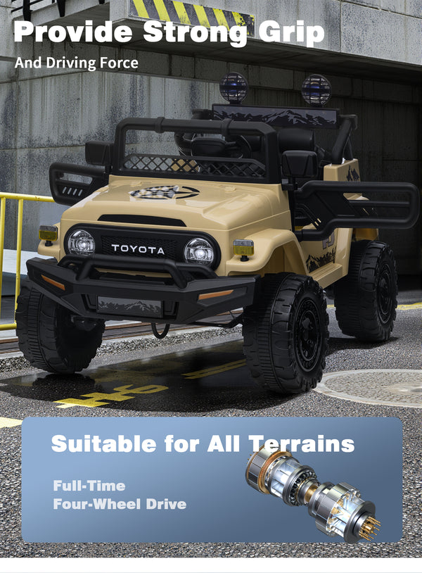 KerryYoo SQ3 12V Toyota SUV Power Wheels Jeep with Parental Remote Control 4WD Ride on Toys for Kids 4-8 Electric Car to Drive, Spring Suspension, 3 Speeds, LED Lights, Bluetooth