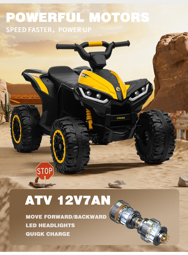 KerryYoo AT2 Kids ATV,12V 4 Wheeler for Kids 3-6,Electric Toddler Ride On Toys,Remote Control, High/Low Speeds, LED Lights, Bluetooth, and Off-Road Tires