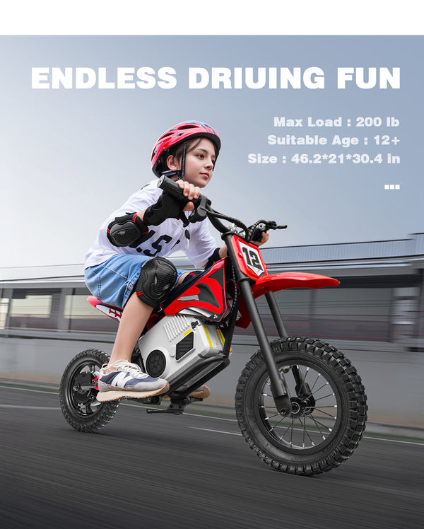 KerryYoo C11 24V 350W Electric Dirt Bike for Kids 8-14, Up to 16MPH Off-Road Electric Motorcycle with Explosion-Proof Tires, Twist Grip Throttle, Spring Suspension,Kids Ride On Dirtbike