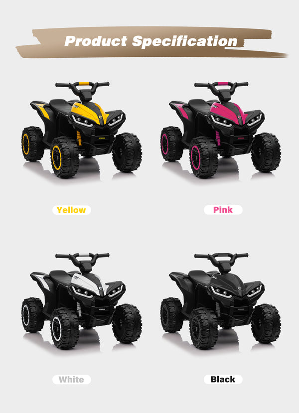 KerryYoo AT2 Kids ATV,12V 4 Wheeler for Kids 3-6,Electric Toddler Ride On Toys,Remote Control, High/Low Speeds, LED Lights, Bluetooth, and Off-Road Tires