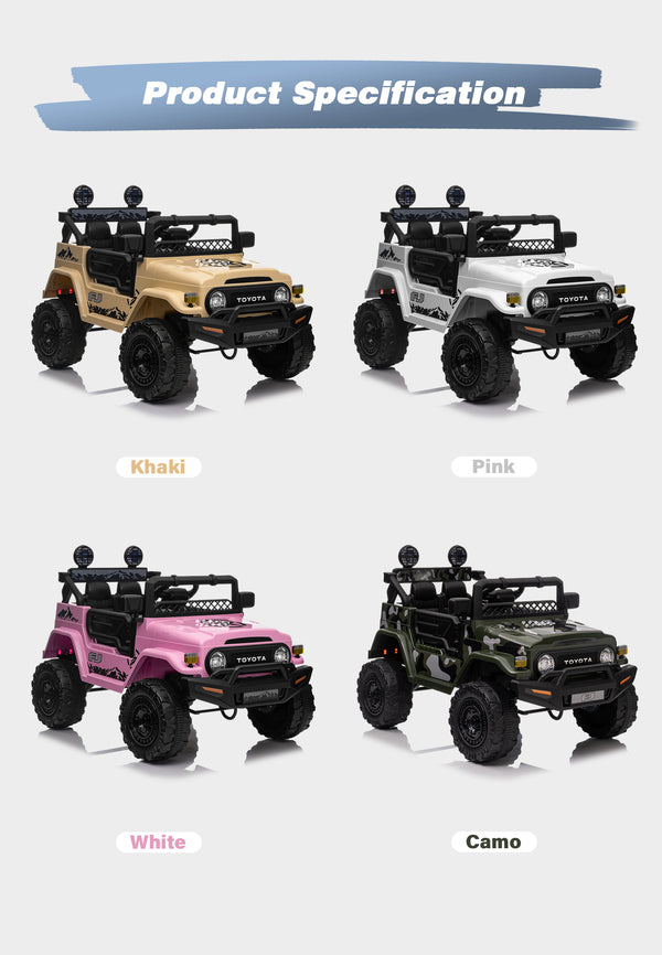 KerryYoo SQ3 12V Toyota SUV Power Wheels Jeep with Parental Remote Control 4WD Ride on Toys for Kids 4-8 Electric Car to Drive, Spring Suspension, 3 Speeds, LED Lights, Bluetooth