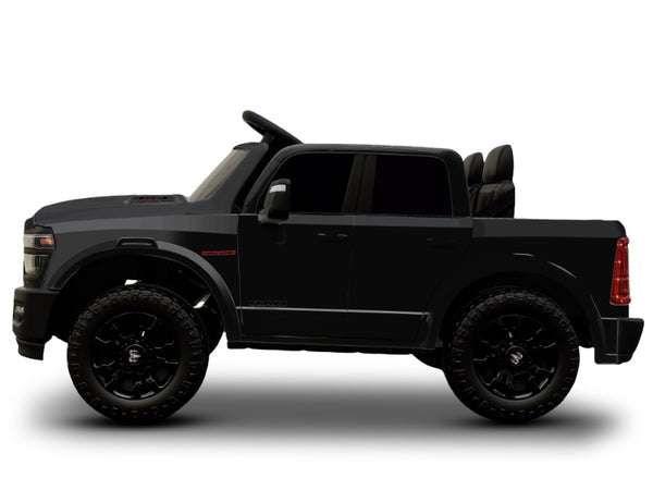 KerryYoo SQ7 2 Seater 24V Ride on Toys for Big Kids, Licensed RAM Kids Electric Truck Car with Remote Control, Storage Bed,1.9-4.4 MPH, Seat Belts