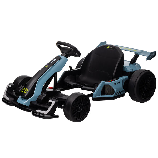 KerryYoo K61 Go Kart Electric Drift Kart with Length Adjustable Seat, 24V Outdoor Ride on Toy with 4 Speed Mode, Crazy Cart for Kids 6-12 Years Old, Fast 300W Motor, 8.5 MPH, Bluetooth