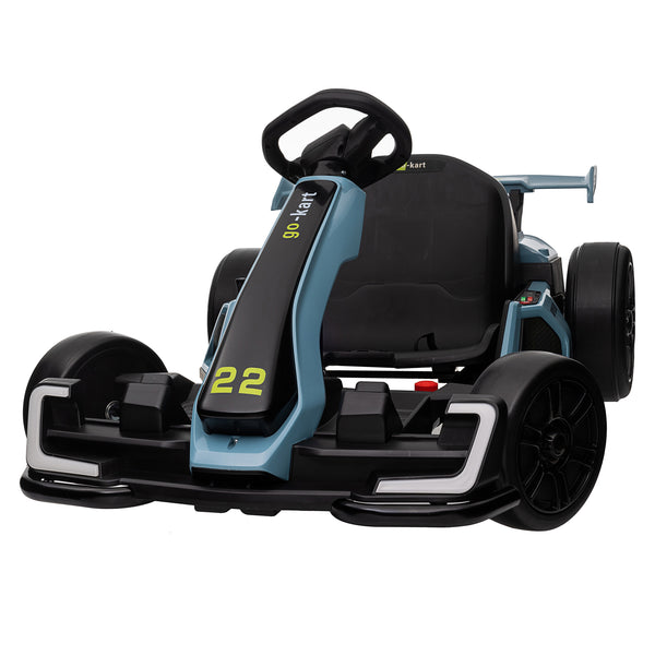KerryYoo K61 Go Kart Electric Drift Kart with Length Adjustable Seat, 24V Outdoor Ride on Toy with 4 Speed Mode, Crazy Cart for Kids 6-12 Years Old, Fast 300W Motor, 8.5 MPH, Bluetooth