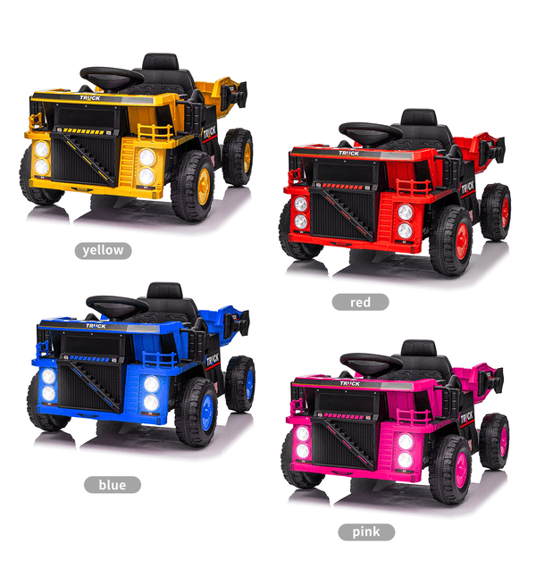 KerryYoo DT6 Ride on Dump Truck, Construction Vehicles Tractor Power Wheels Kids Electric Car Ride on Toys Excavator for Toddlers with Electric Dump Bed,Remote Control,Bluetooth,Music,Shovel