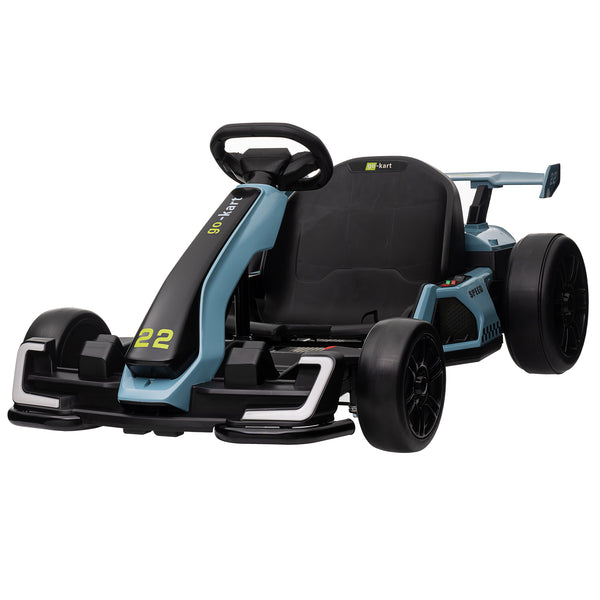 KerryYoo K61 Go Kart Electric Drift Kart with Length Adjustable Seat, 24V Outdoor Ride on Toy with 4 Speed Mode, Crazy Cart for Kids 6-12 Years Old, Fast 300W Motor, 8.5 MPH, Bluetooth