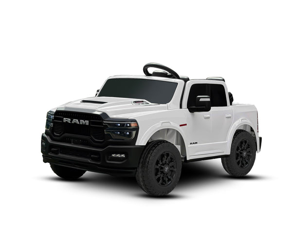 KerryYoo SQ7 2 Seater 24V Ride on Toys for Big Kids, Licensed RAM Kids Electric Truck Car with Remote Control, Storage Bed,1.9-4.4 MPH, Seat Belts