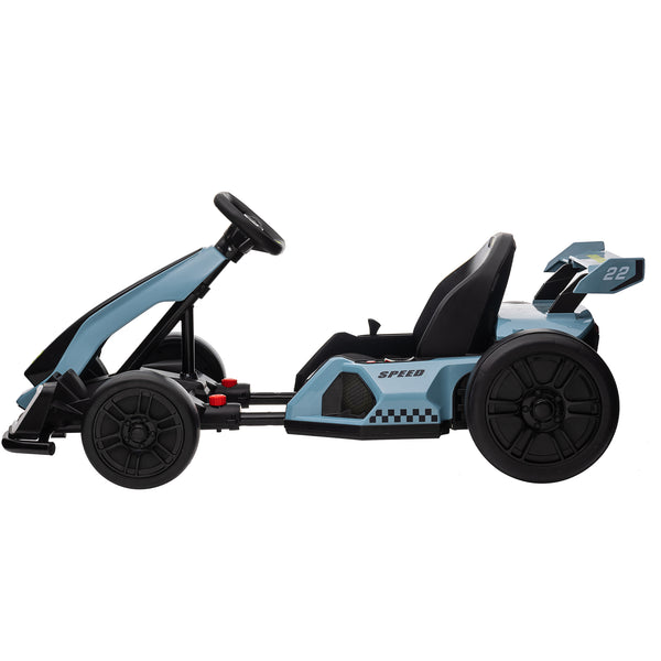 KerryYoo K61 Go Kart Electric Drift Kart with Length Adjustable Seat, 24V Outdoor Ride on Toy with 4 Speed Mode, Crazy Cart for Kids 6-12 Years Old, Fast 300W Motor, 8.5 MPH, Bluetooth