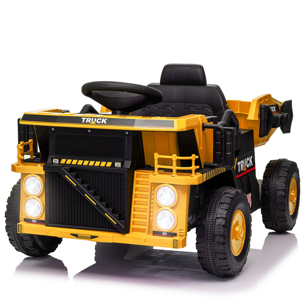 KerryYoo DT6 Ride on Dump Truck, Construction Vehicles Tractor Power Wheels Kids Electric Car Ride on Toys Excavator for Toddlers with Electric Dump Bed,Remote Control,Bluetooth,Music,Shovel