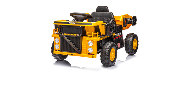 KerryYoo DT6 Ride on Dump Truck, Construction Vehicles Tractor Power Wheels Kids Electric Car Ride on Toys Excavator for Toddlers with Electric Dump Bed,Remote Control,Bluetooth,Music,Shovel