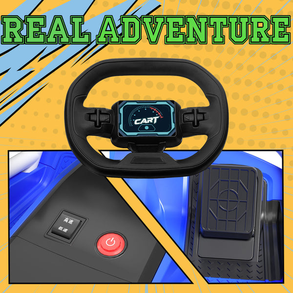 KerryYoo K71 24V Drift Kart, Crazy Cart with 300W Brushless Motor, 12 mph, High/Low Speed Switch, 360° Drifting, Electric Go Kart for Kids Ages 6-12, 130 lbs Capacity