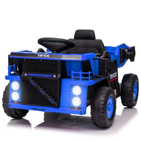 KerryYoo DT6 Ride on Dump Truck, Construction Vehicles Tractor Power Wheels Kids Electric Car Ride on Toys Excavator for Toddlers with Electric Dump Bed,Remote Control,Bluetooth,Music,Shovel