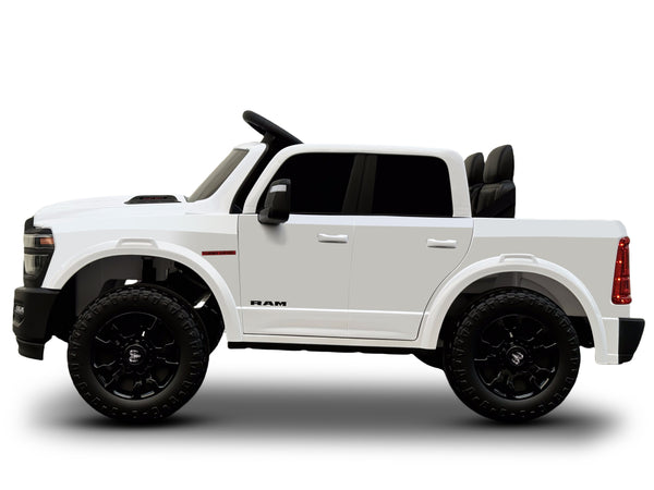 KerryYoo SQ7 2 Seater 24V Ride on Toys for Big Kids, Licensed RAM Kids Electric Truck Car with Remote Control, Storage Bed,1.9-4.4 MPH, Seat Belts