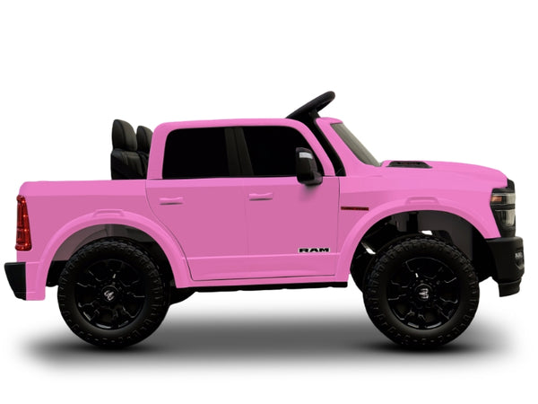 KerryYoo SQ7 2 Seater 24V Ride on Toys for Big Kids, Licensed RAM Kids Electric Truck Car with Remote Control, Storage Bed,1.9-4.4 MPH, Seat Belts