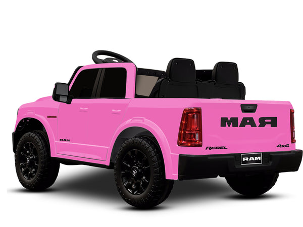 KerryYoo SQ7 2 Seater 24V Ride on Toys for Big Kids, Licensed RAM Kids Electric Truck Car with Remote Control, Storage Bed,1.9-4.4 MPH, Seat Belts