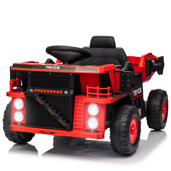 KerryYoo DT6 Ride on Dump Truck, Construction Vehicles Tractor Power Wheels Kids Electric Car Ride on Toys Excavator for Toddlers with Electric Dump Bed,Remote Control,Bluetooth,Music,Shovel