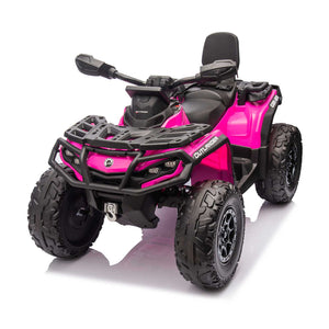 KerryYoo SAT5 24V 2 Seater Kids ATV, Electric 4 Wheeler with Soft Start System, Bluetooth Music, LED Headlights, Spring Shock Absorber, Off-Road Tires - Electric ATV for kids