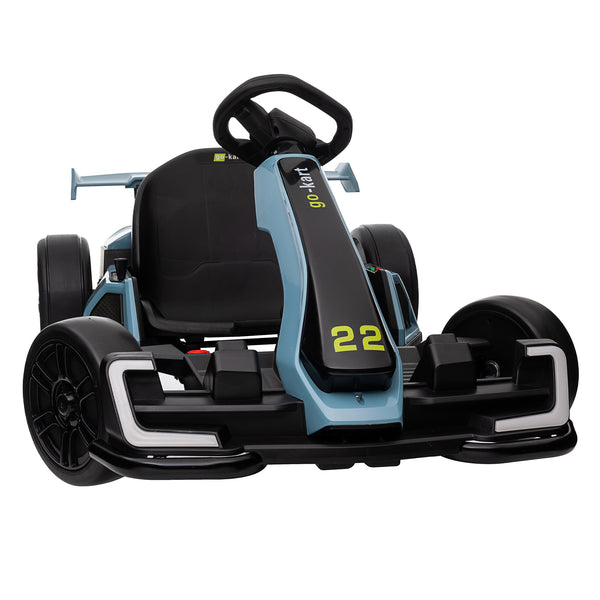 KerryYoo K61 Go Kart Electric Drift Kart Car with Adjustable Seat, 24V Outdoor Ride on Toy with 4 Speed Mode, Crazy Cart for Kids 6-12 Years Old,Fast 300W Motor,8.5 MPH, LED Lights, Bluetooth - Red
