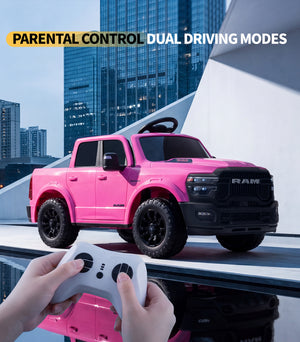 KerryYoo SQ7 2 Seater 24V Ride on Toys for Big Kids, Licensed RAM Kids Electric Truck Car with Remote Control, Storage Bed,1.9-4.4 MPH, Seat Belts - Electric Truck for kids