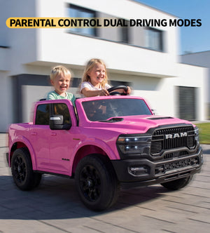 KerryYoo SQ7 2 Seater 24V Ride on Toys for Big Kids, Licensed RAM Kids Electric Truck Car with Remote Control, Storage Bed,1.9-4.4 MPH, Seat Belts - Electric Truck for kids