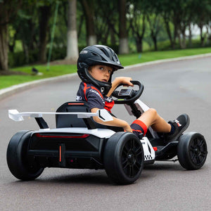 KerryYoo K61 Go Kart Electric Drift Kart with Length Adjustable Seat, 24V Outdoor Ride on Toy with 4 Speed Mode, Crazy Cart for Kids 6-12 Years Old, Fast 300W Motor, 8.5 MPH, Bluetooth - Electric Drift Kart for kids