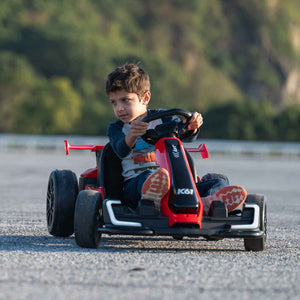 KerryYoo K61 Go Kart Electric Drift Kart with Length Adjustable Seat, 24V Outdoor Ride on Toy with 4 Speed Mode, Crazy Cart for Kids 6-12 Years Old, Fast 300W Motor, 8.5 MPH, Bluetooth - Electric Drift Kart for kids