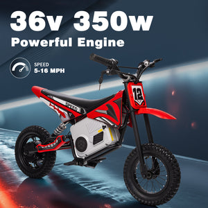 KerryYoo C11 36V 350W Electric Dirt Bike for Kids 8-12, Up to 16MPH Off-Road Electric Motorcycle with Explosion-Proof Tires, Twist Grip Throttle, Spring Suspension,Kids Ride On Dirtbike - Electric Dirt Bike for kids