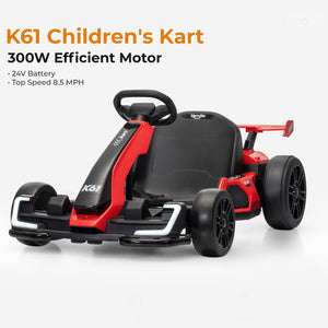 KerryYoo K61 Electric Go Kart – 24V 300W, Ages 6-12 - Electric Drift Kart for kids