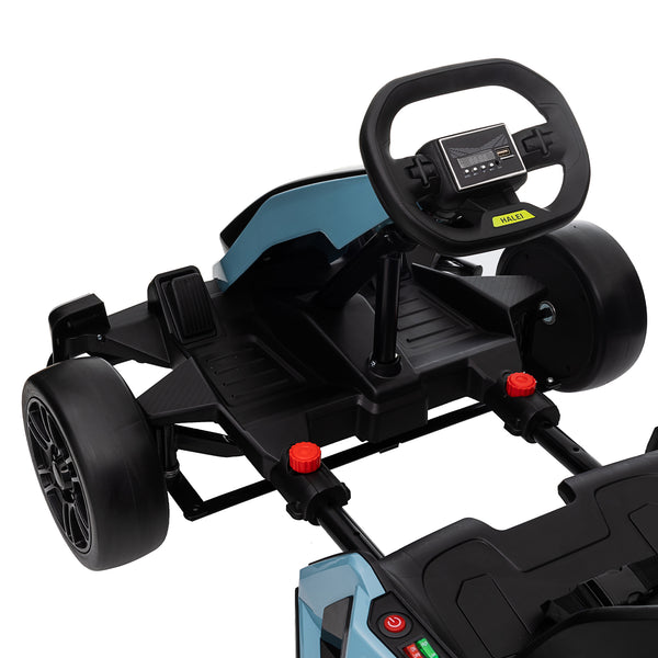KerryYoo K61 Go Kart Electric Drift Kart Car with Adjustable Seat, 24V Outdoor Ride on Toy with 4 Speed Mode, Crazy Cart for Kids 6-12 Years Old,Fast 300W Motor,8.5 MPH, LED Lights, Bluetooth - Red