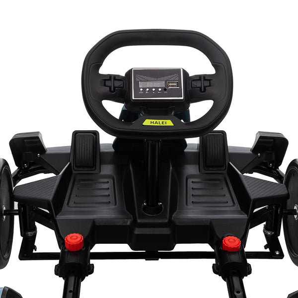 KerryYoo K61 Go Kart Electric Drift Kart Car with Adjustable Seat, 24V Outdoor Ride on Toy with 4 Speed Mode, Crazy Cart for Kids 6-12 Years Old,Fast 300W Motor,8.5 MPH, LED Lights, Bluetooth - Red