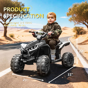 KerryYoo AT2 Kids ATV,12V 4 Wheeler for Kids 3-6,Electric Toddler Ride On Toys,Remote Control, High/Low Speeds, LED Lights, Bluetooth, and Off-Road Tires - Electric ATV for kids