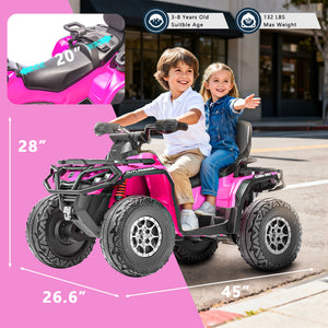 KerryYoo SAT5 24V 2 Seater Kids ATV, Electric 4 Wheeler with Soft Start System, Bluetooth Music, LED Headlights, Spring Shock Absorber, Off-Road Tires - Electric ATV for kids