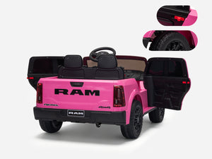 KerryYoo SQ7 Ride on Toys Car, 24V Truck RAM 2500 Rebel Electric Vehicle for Kids, Pickup Truck, 2 Seater, Bed Storage, Remote Control, Safety Belt, Music - Electric Truck for kids