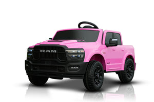 KerryYoo SQ7 2 Seater 24V Ride on Toys for Big Kids, Licensed RAM Kids Electric Truck Car with Remote Control, Storage Bed,1.9-4.4 MPH, Seat Belts