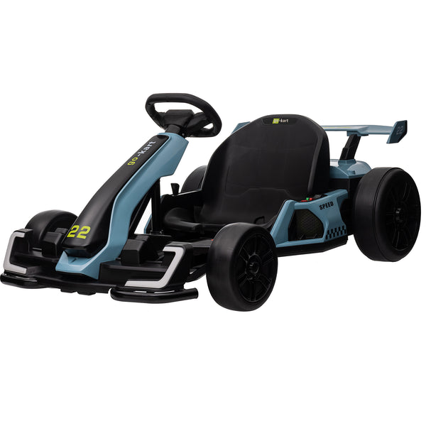 KerryYoo K61 Go Kart Electric Drift Kart Car with Adjustable Seat, 24V Outdoor Ride on Toy with 4 Speed Mode, Crazy Cart for Kids 6-12 Years Old,Fast 300W Motor,8.5 MPH, LED Lights, Bluetooth - Red