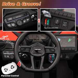 KerryYoo SU5 24V Ride on Toys for Big Kids,4x200W,2 Seater Electric Ride on UTV 4WD/2WD,EVA Rubber Tires,4x4 Shock Absorbers,Remote Control,Licensed Can-Am,Bluetooth - Electric UTV for kids