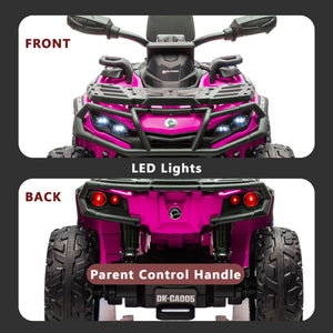 KerryYoo SAT5 24V 2 Seater Kids ATV, Electric 4 Wheeler with Soft Start System, Bluetooth Music, LED Headlights, Spring Shock Absorber, Off-Road Tires - Electric ATV for kids