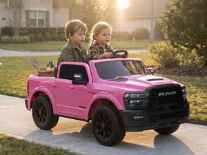 KerryYoo SQ7 Ride on Toys Car, 24V Truck RAM 2500 Rebel Electric Vehicle for Kids, Pickup Truck, 2 Seater, Bed Storage, Remote Control, Safety Belt, Music - Electric Truck for kids