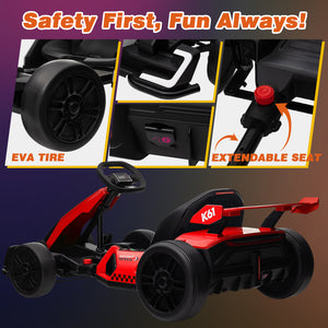 KerryYoo K61 Go Kart Electric Drift Kart with Length Adjustable Seat, 24V Outdoor Ride on Toy with 4 Speed Mode, Crazy Cart for Kids 6-12 Years Old, Fast 300W Motor, 8.5 MPH, Bluetooth - Electric Drift Kart for kids