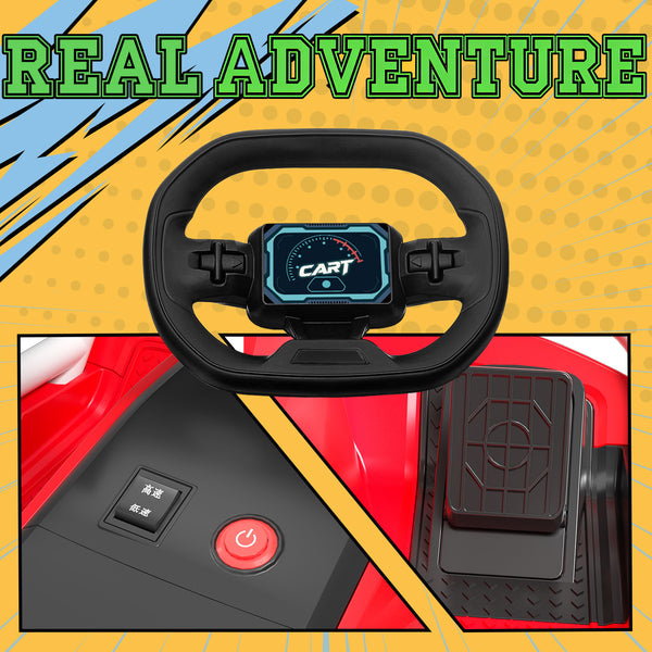 KerryYoo K71 24V Drift Kart, Crazy Cart with 300W Brushless Motor, 12 mph, High/Low Speed Switch, 360° Drifting, Electric Go Kart for Kids Ages 6-12, 130 lbs Capacity