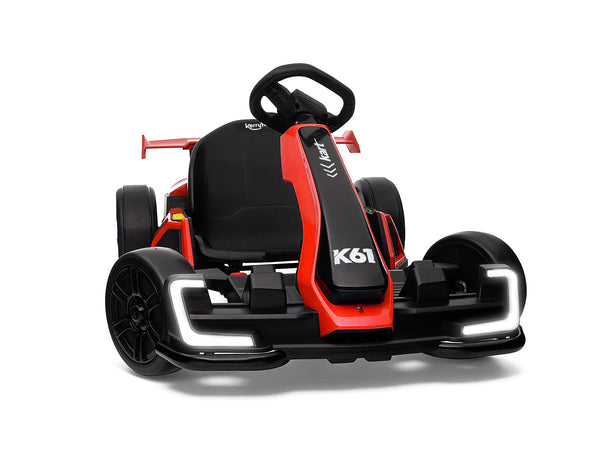 Kids Electric Drift Go-Kart Ages 6-12 | KerryYoo K61 24V 300W Ride-On Kart with Adjustable Seat, 4 Speed Modes, 8.5 MPH, Bluetooth - Electric Drift Kart for kids