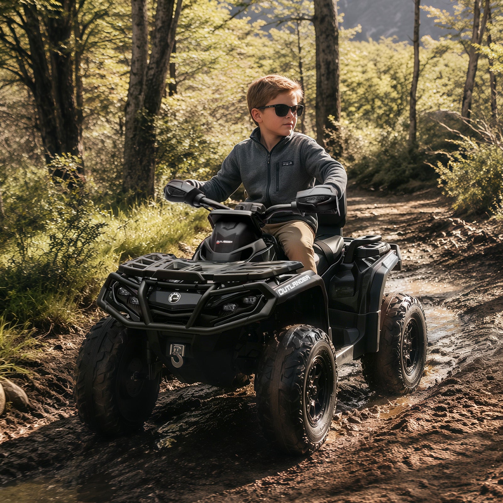 KerryYoo SAT5 Officially Licensed Can-Am 24V 2-Seater Kids Ride-On ATV - Electric ATV for kids