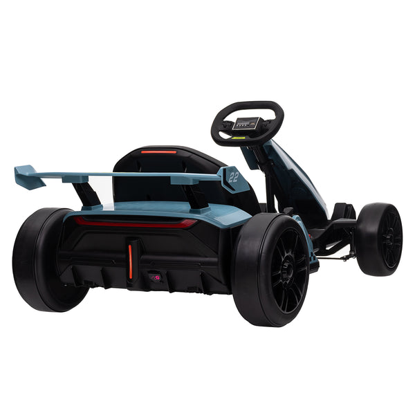 KerryYoo K61 Go Kart Electric Drift Kart Car with Adjustable Seat, 24V Outdoor Ride on Toy with 4 Speed Mode, Crazy Cart for Kids 6-12 Years Old,Fast 300W Motor,8.5 MPH, LED Lights, Bluetooth - Red
