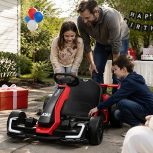 KerryYoo K61 Electric Go Kart – 24V 300W, Ages 6-12 - Electric Drift Kart for kids