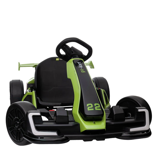 KerryYoo K61 Go Kart Electric Drift Kart Car with Adjustable Seat, 24V Outdoor Ride on Toy with 4 Speed Mode, Crazy Cart for Kids 6-12 Years Old,Fast 300W Motor,8.5 MPH, LED Lights, Bluetooth - Red