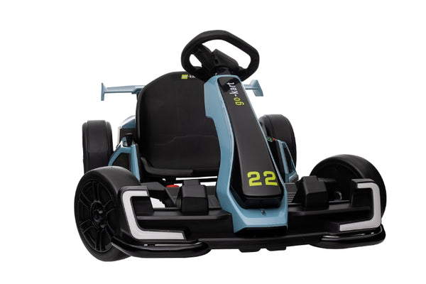 KerryYoo K61 Go Kart Electric Drift Kart Car with Adjustable Seat, 24V Outdoor Ride on Toy with 4 Speed Mode, Crazy Cart for Kids 6-12 Years Old,Fast 300W Motor,8.5 MPH, LED Lights, Bluetooth - Red
